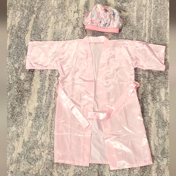 Other - Cute satin Pink girl robe with pink sleeper hat, new, no tags, age size 8.